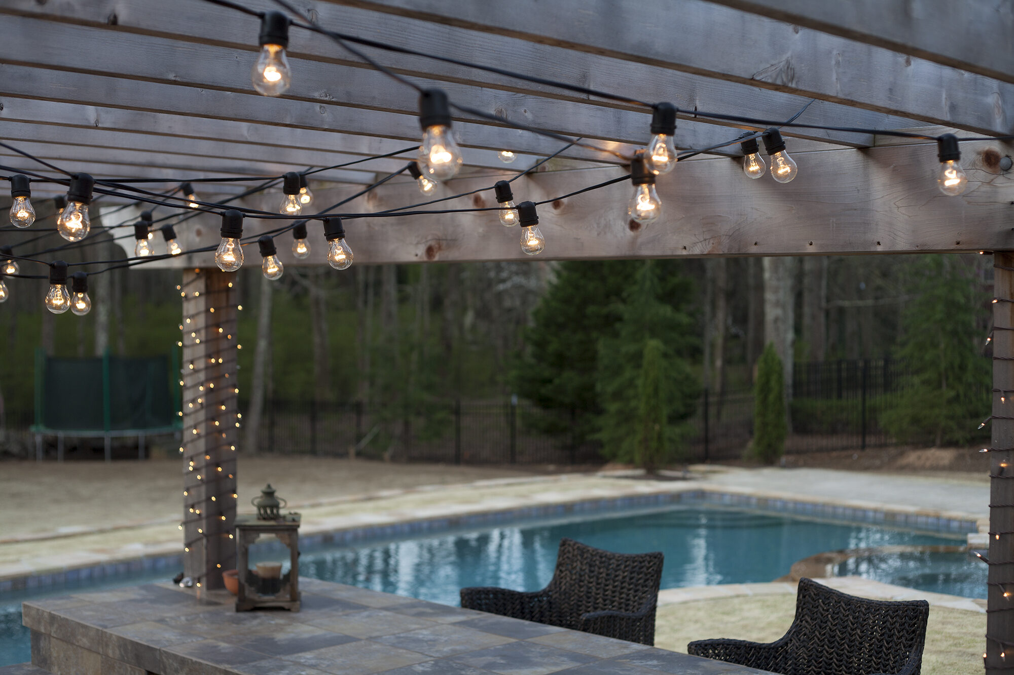 Hanging Patio String Lights A Pattern of Perfection Yard Envy