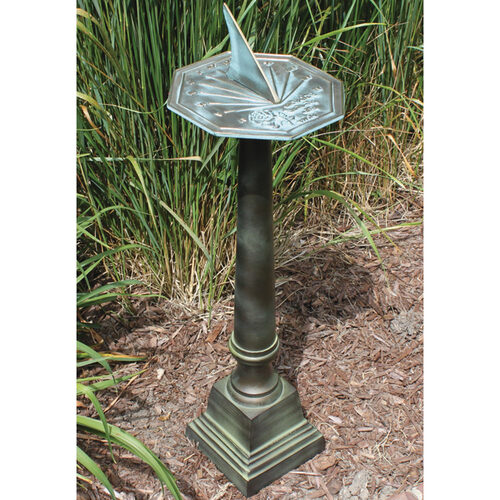 Copper Patina Cast Aluminum Sundial Base - Yard Envy