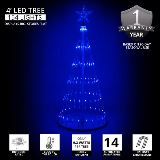 4' Blue LED Animated Outdoor Lightshow Tree