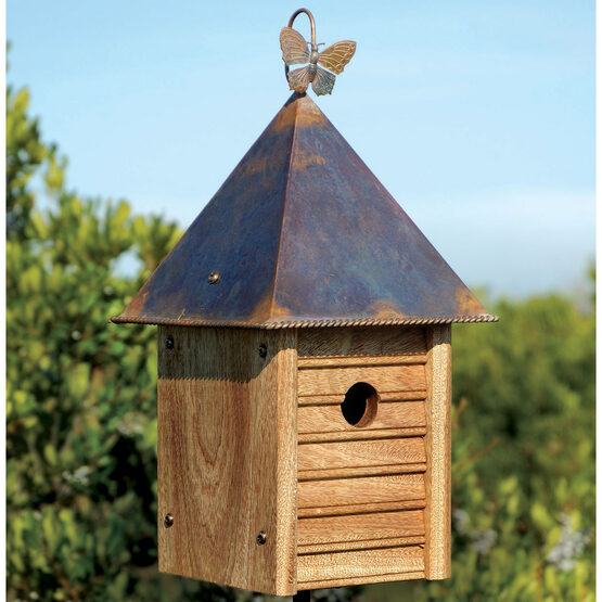 Homestead Wooden Bird House with Copper Roof
