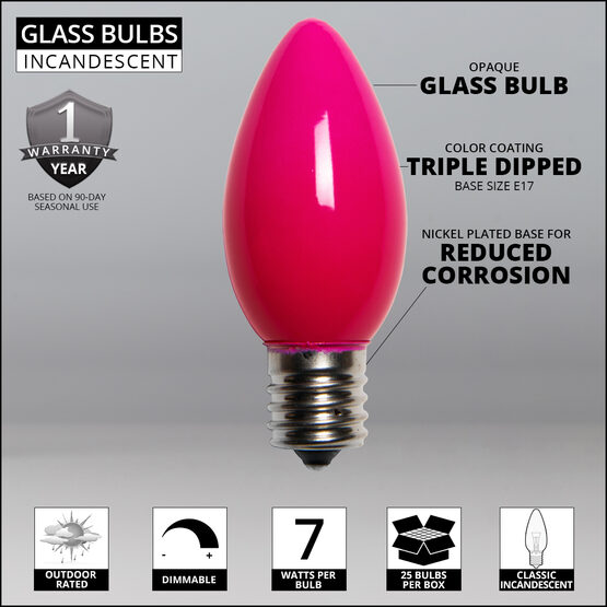 C9 Light Bulb, Pink Opaque