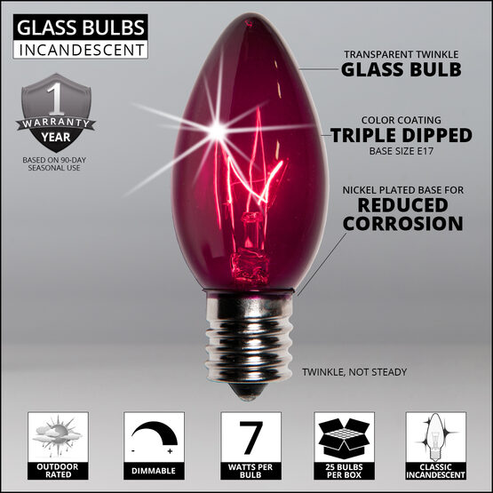 C9 Light Bulb, Purple Twinkle