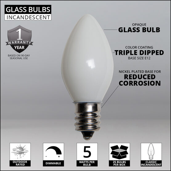 C7 Light Bulb, White Opaque