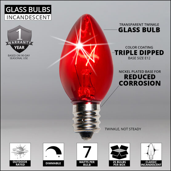 C7 Light Bulb, Red Twinkle