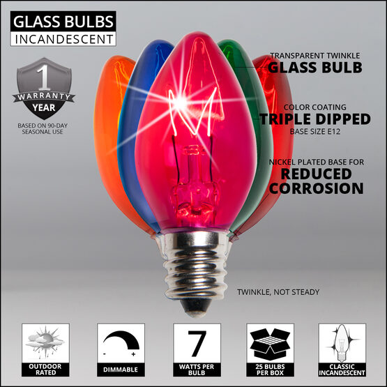 C7 Light Bulb, Multicolor Twinkle