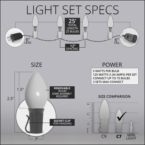 C7 Commercial String Lights, Opaque Multicolor Bulbs - Yard Envy