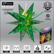 17" Green Aurora Superstar TM Moravian Star Lantern, Fold-Flat, LED Lights 