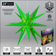24" Green Aurora Superstar TM Folding Star Lantern, Fold-Flat, LED Lights 