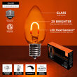 C9 FlexFilament TM Vintage LED Light Bulb, Amber / Orange Transparent Glass