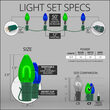 FlexFilament C7 Commercial Shatterproof Vintage LED String Lights, Blue / Green, 50 Lights, 50'