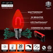 FlexFilament C7 Commercial Shatterproof Vintage LED String Lights, Red, 25 Lights, 25'