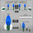 FlexFilament C9 Commercial Shatterproof Vintage LED String Lights, Blue, 15 Lights, 15'