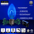 FlexFilament C9 Commercial Shatterproof Vintage LED String Lights, Blue, 15 Lights, 15'