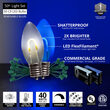 FlexFilament C9 Commercial Shatterproof Vintage LED String Lights, Blue / Cool White, 50 Lights, 50'