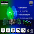 FlexFilament C9 Commercial Shatterproof Vintage LED String Lights, Blue / Green, 50 Lights, 50'