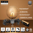 25' Patio String Light Set, 25 Warm White G50 FlexFilament TM LED Shatterproof Bulbs, Black Wire