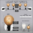 37' Patio String Light Set, 25 Warm White G50 FlexFilament TM LED Shatterproof Bulbs, Black Wire