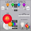 10' Patio String Light Set, 10 Multicolor G50 FlexFilament TM LED Satin Glass Bulbs, White Wire