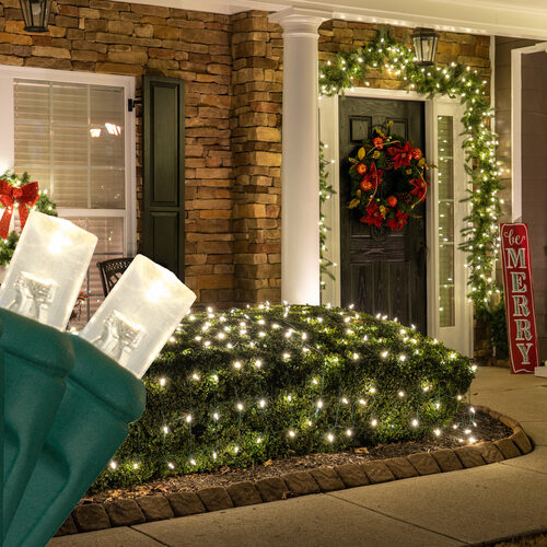 4' x 6' 5mm LED Net Lights, Warm White, Green Wire