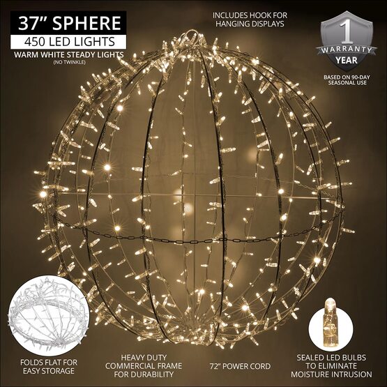 37" Commercial Mega Sphere Light Ball, Fold Flat Warm White LED