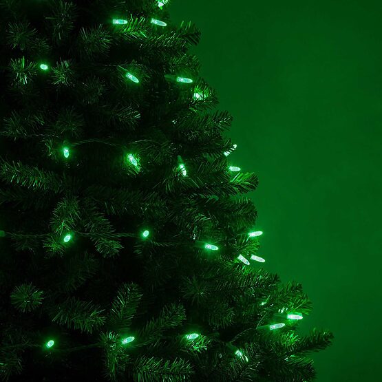 24' LED Mini String Lights, Green, Green Wire