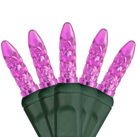 24' LED Mini String Lights, Pink, Green Wire