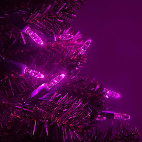 24' LED Mini String Lights, Pink, Green Wire