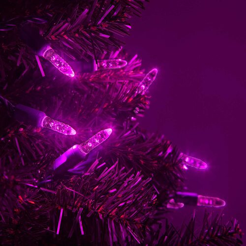24' LED Mini String Lights, Pink, Green Wire