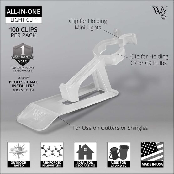 Wintergreen Lighting All-in-One Clip, Pack of 100