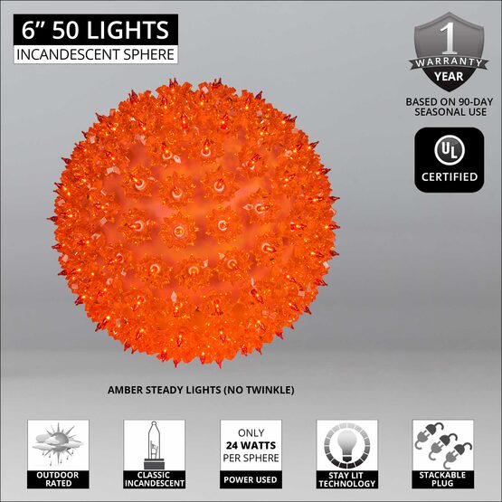 6" Light Sphere, 50 Amber Lights