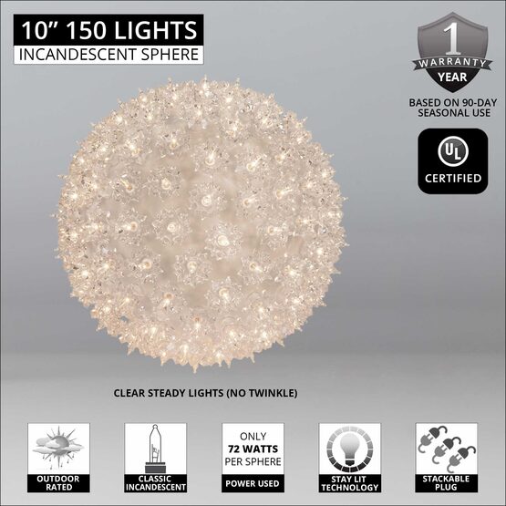 10" Light Sphere, 150 Clear Lights