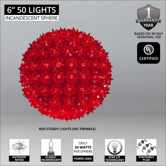6" Light Sphere, 50 Red Lights