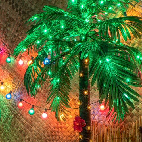LED Lighted Palm Tree with Green Canopy Yard Envy