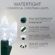 C6 Commercial LED String Lights, Cool White, Green Wire