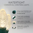 C7 Commercial LED String Lights, Cool White, Green Wire