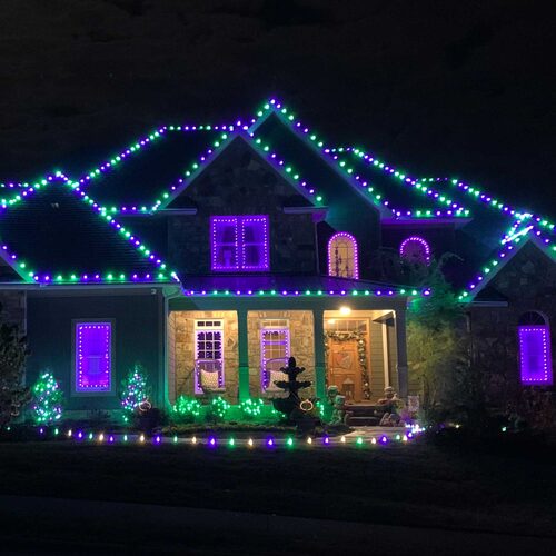 OptiCore C9 Commercial LED String Lights, Green / Purple, 50 Lights, 50'