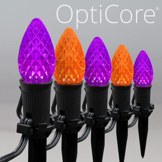OptiCore C7 LED Walkway Lights, Amber / Purple, 4.5" Stakes, 100'