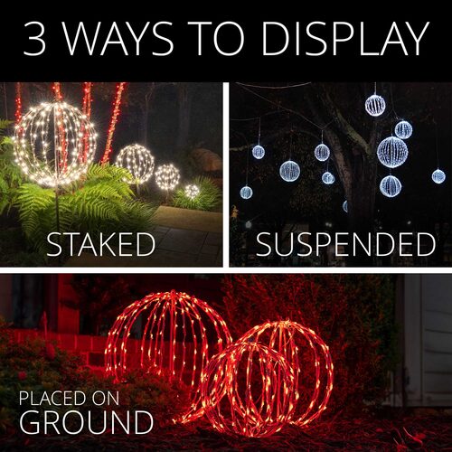 Light Ball, Fold Flat Brown Frame, Warm White LED Yard Envy