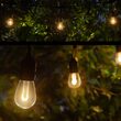 15' Commercial Patio String Light Set, 10 Warm White S14 FlexFilament TM LED Shatterproof Bulbs, Suspended, Black Wire