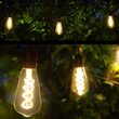 15' Commercial Patio String Light Set, 10 Warm White ST64 FlexFilament TM LED Glass Bulbs, Suspended, Black Wire