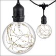 15' Commercial Patio String Light Set, 10 Warm White G95 LEDimagine TM Fairy Light Bulbs, Suspended, Black Wire