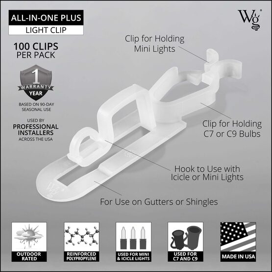 Wintergreen Lighting All-in-One Plus Clip, Pack of 100