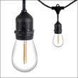 15' Commercial Patio String Light Set, 10 Warm White S14 Vintage Filament LED Shatterproof Bulbs, Suspended, Black Wire