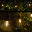 15' Commercial Patio String Light Set, 10 Warm White S14 Vintage Filament LED Shatterproof Bulbs, Suspended, Black Wire