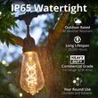 15' Commercial Patio String Light Set, 10 Warm White ST64 FlexFilament TM LED Glass Bulbs, Suspended, Black Wire