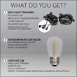 15' Commercial Patio String Light Set, 10 Warm White S14 Vintage Filament LED Shatterproof Bulbs, Black Wire