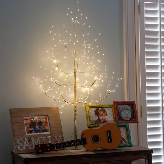 3' Gold Fairy Light Tree, Warm White LED Lights 