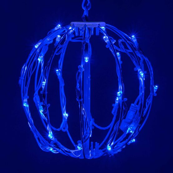 8" Light Ball, Fold Flat White Frame, Blue LED