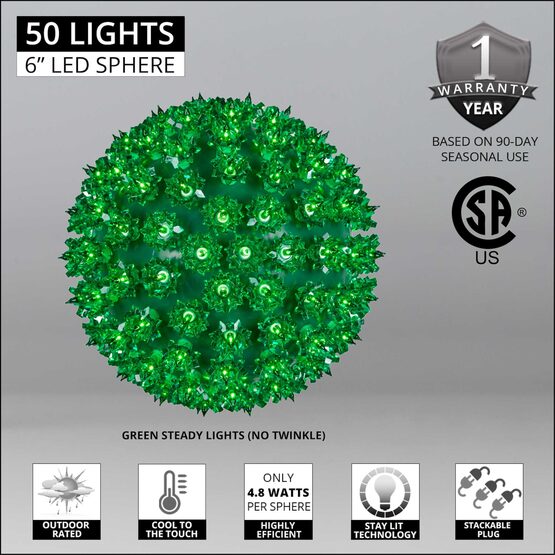 6" Light Sphere, 50 Green T5 LED Lights