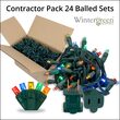 24' Wide Angle LED Mini Lights, Multicolor, Green Wire, Contractor Pack